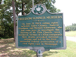 250px Mt. Zion Methodist Church state history marker in Neshoba County