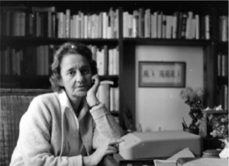 Lea Goldberg at her apartment in Jerusalem the date is unknown Photo by Tuvia Ruebner