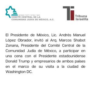 comunidad judia Amlo Cena trump diariojuio