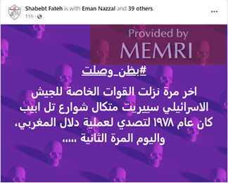 El gráfico publicado por la filial juvenil de Fatah en Jenin