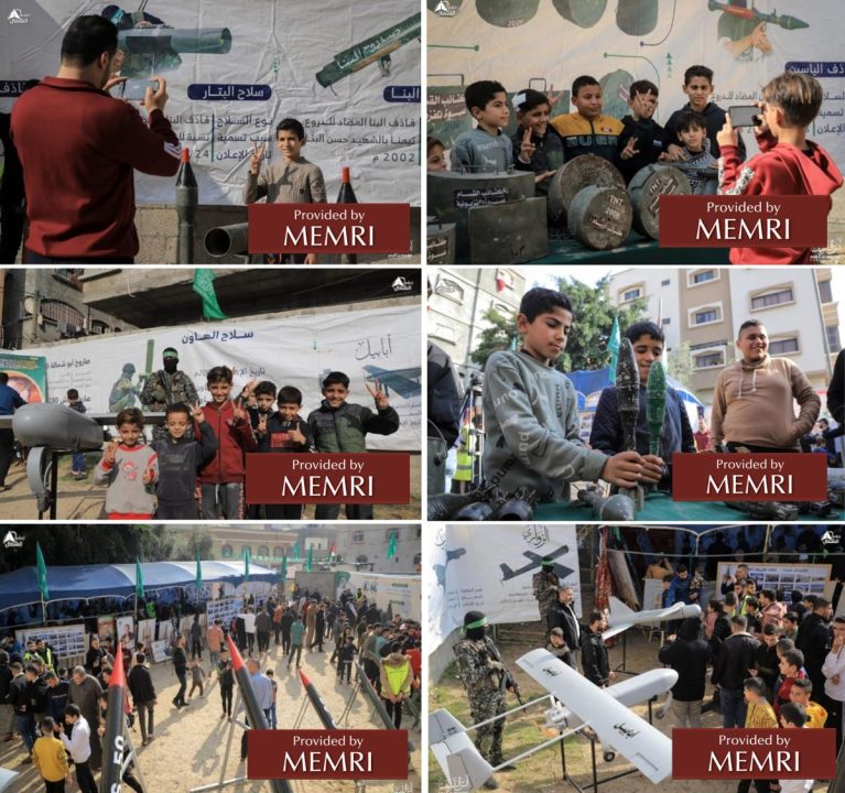 Chicos posan con armas en la exhibición de armas de Hamás (Fuente: Safa.ps; T.me/shamal_online1, 9 de diciembre, 2022)