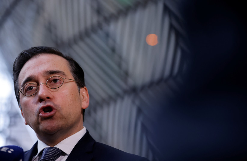  Spain's Foreign Minister Jose Manuel Albares Bueno speaks to the media as he attends a European Union foreign ministers meeting, in Brussels, Belgium (credit: REUTERS/Johanna Geron)