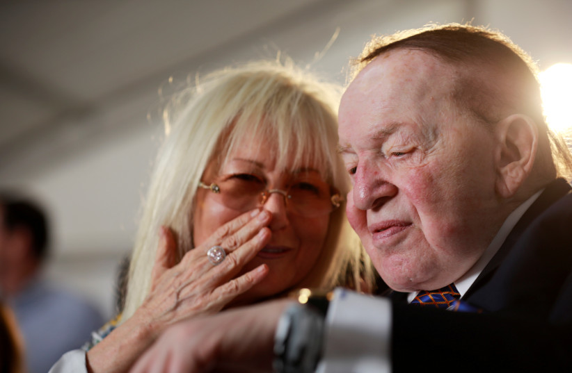  Miriam Adelson pictured next to her late husband Sheldon Adelson (credit: FLASH90)