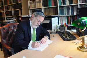 Rabbi Sacks in his study photo The Rabbi Sacks Legacy