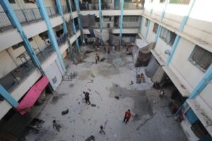 This UNRWA school in Nuseirat in the central Gaza Strip was attacked from the air on October 14 2024 following reports of its being a Hamas enclave. 696x464 1